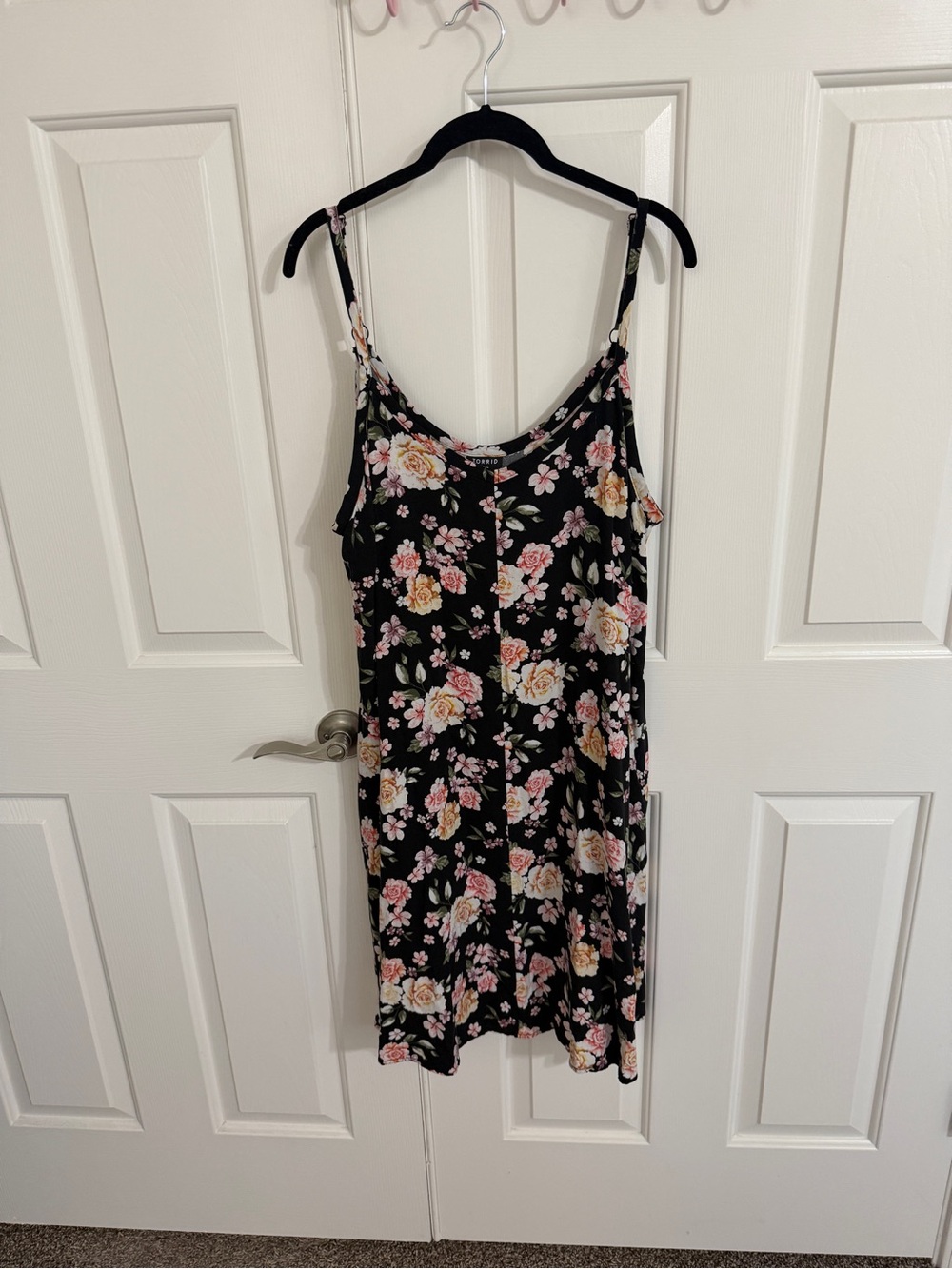 Torrid 2 2X Black Pink Floral Sleeveless Swing Dress Pockets Cottagecore